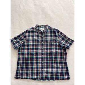 Duluth Trading Co Untucked Shirt Mens 2XL Relaxed Fit Plaid Short Sleeve 106803